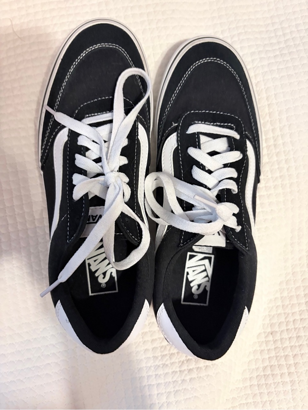 Vans Brooklyn LS Black and White Suede/Canvas Sneakers